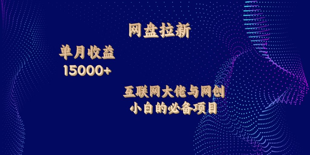 网盘拉新，单月收入10000+，互联网大佬与副业小白的必备项目-点点短视频网
